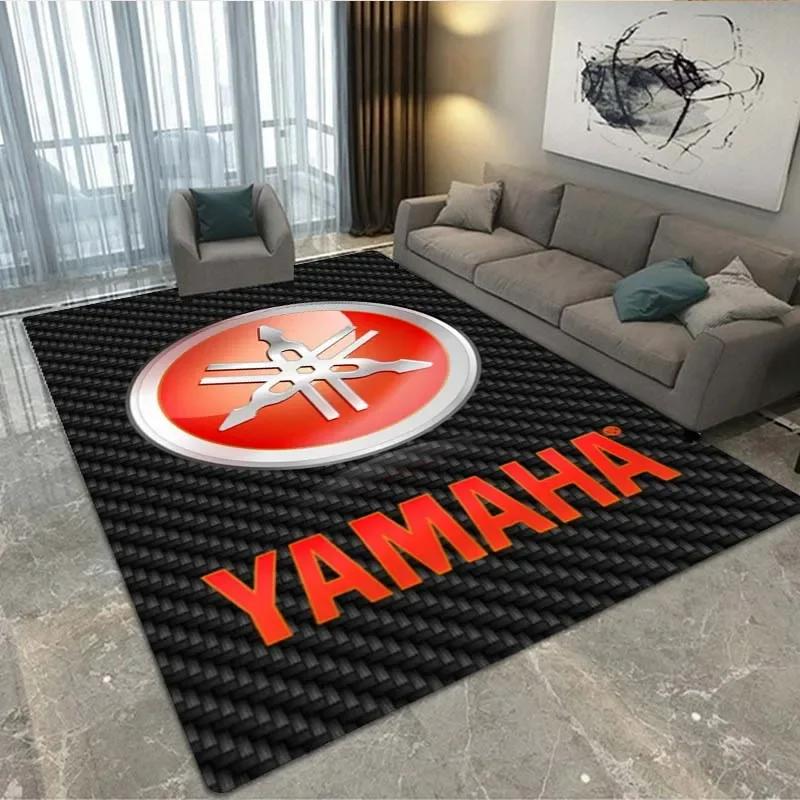 오토바이 Y-YAMAHA 세련된 자동차 로고 카펫, 3D 인쇄 장식 카펫, 거실 침실 복도 바닥 매트에 적합